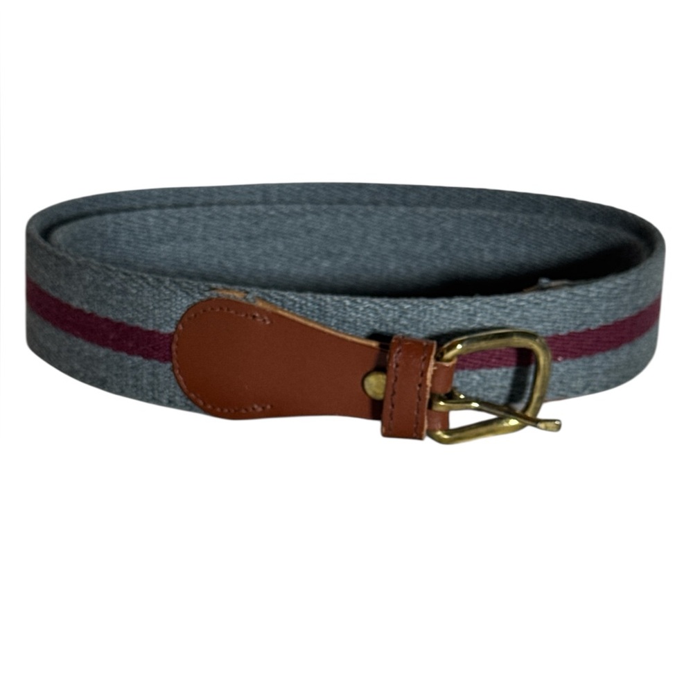 Gray & Red Stripe Knit Mens Belt Size 34